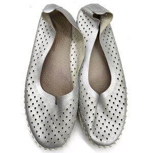 Ilse Jacobsen Tulip Slip On Women's 40 Ca 10 Metallic Silver Shoes Comfort Flats